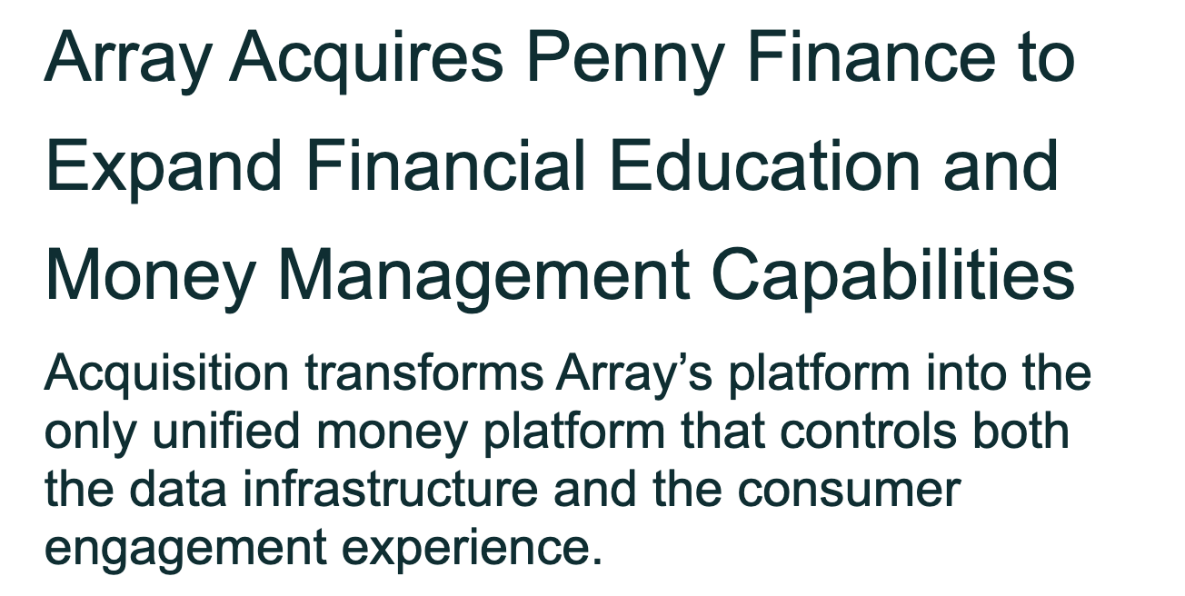 Penny Finance (Fintech) acquired by Array (undisclosed)