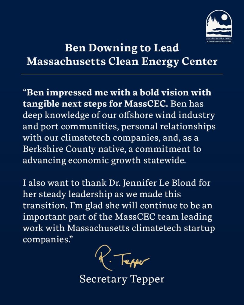 Ben Downing to lead Massachusetts Clean Energy Center
